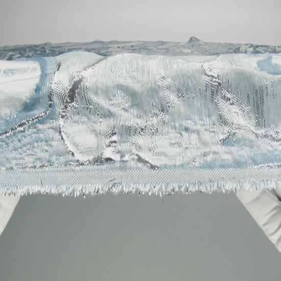 Metallic Silver, Aqua and Country Blue Marbled Luxury Brocade