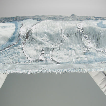 Metallic Silver, Aqua and Country Blue Marbled Luxury Brocade