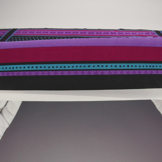 Famous NYC Designer Pink, Teal and Purple Printed Crepe de Chine Silk Panel
