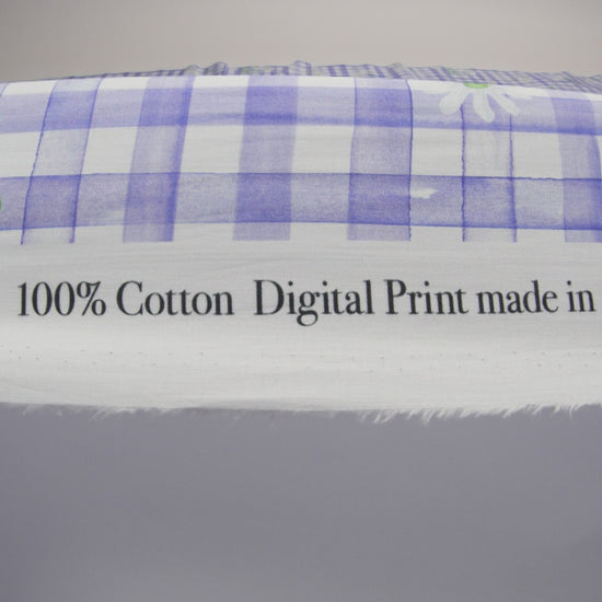 Cotton Poplin Print - Iolite Purple Gingham and Floral - Mood Exclusive Daisy Chain