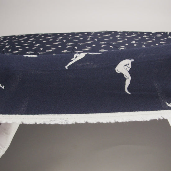 Sustainable Viscose Crepe Print - Dark Navy and White Human Figures Illustration - Designer Deadstock - Image 6 of 6