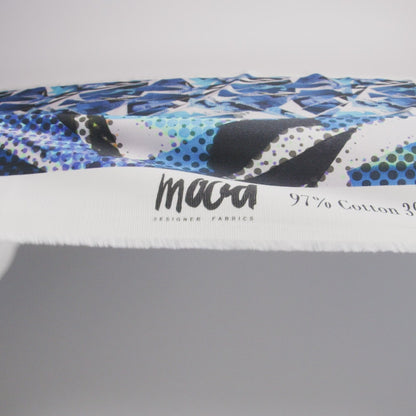 Stretch Cotton Sateen - Blue Abstract - Tangled Up in Blue Print - Mood Exclusive Indigo Collection