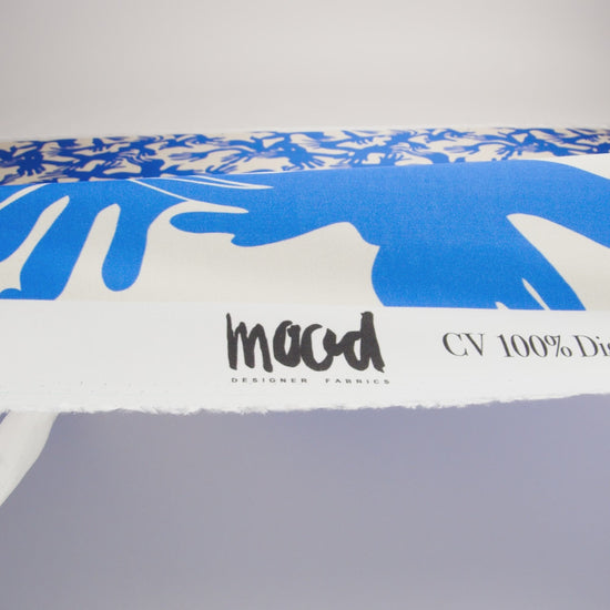 Sustainable and Recycled Viscose Satin Print - Blue and White Hands - Mood Exclusive Helping Hands