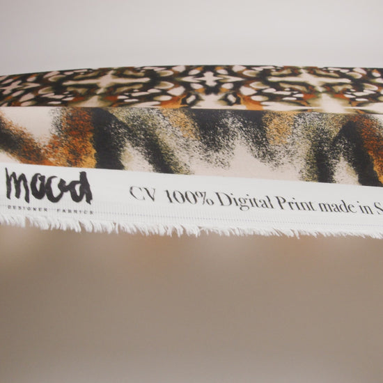 Rayon Challis - Black and Beige Abstract - From the Earth Print - Mood Exclusive Rockland Collection