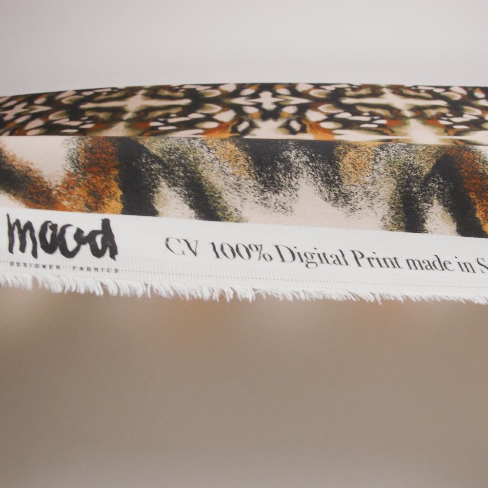 Rayon Challis - Black and Beige Abstract - From the Earth Print - Mood Exclusive Rockland Collection
