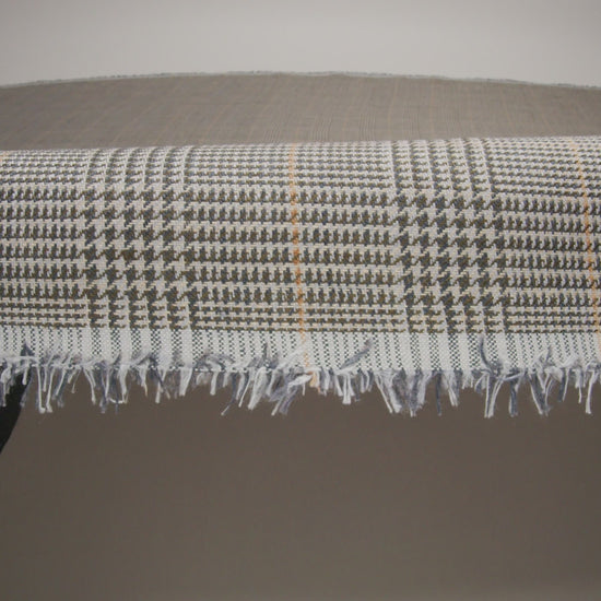 Linen Twill - Dark Olive, Pale Blue and Yellow Ochre Glen Plaid
