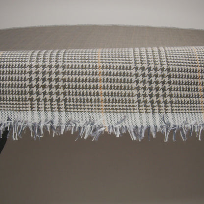 Linen Twill - Dark Olive, Pale Blue and Yellow Ochre Glen Plaid