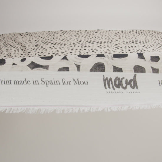 Crinkled Cotton Gauzy Woven - Black and White Painted Circles - Mood Exclusive The Space Between Print