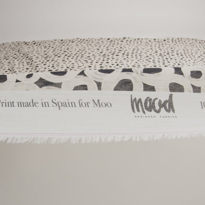 Crinkled Cotton Gauzy Woven - Black and White Painted Circles - Mood Exclusive The Space Between Print