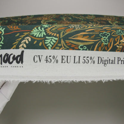Linen and Rayon Woven - Dark Green, Olive and Burn Orange Paisley Floral - Mood Exclusive Lush Labyrinth Print