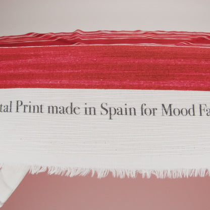 Slubbed Gauzy Cotton Woven - Red, Pink and Brown Painterly Barcode Stripes - Mood Exclusive Peppermint Parade Print