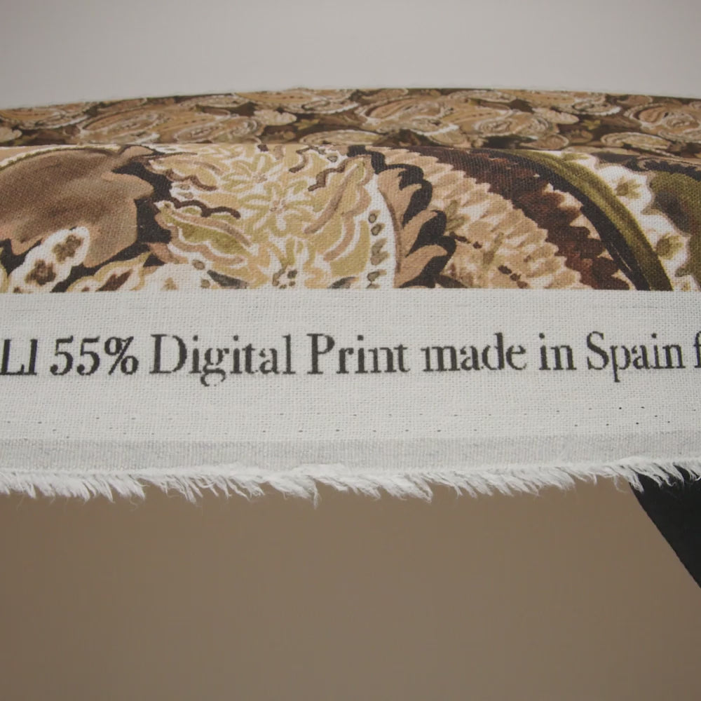 Linen and Rayon Woven - Brown, Beige and Olive Green Paisley - Mood Exclusive Drifting Dream Print - Image 6 of 6