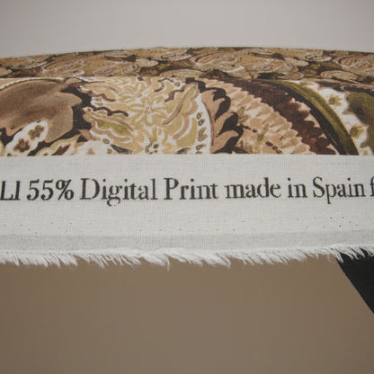 Linen and Rayon Woven - Brown, Beige and Olive Green Paisley - Mood Exclusive Drifting Dream Print