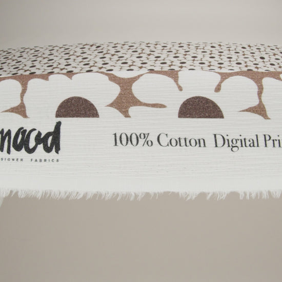Slubbed Gauzy Cotton Woven - Brown and White Retro Daisies - Mood Exclusive Dancing Daisies Print
