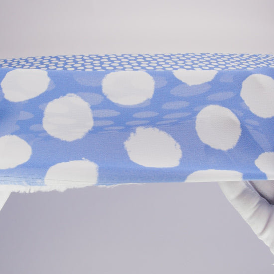 Viscose Georgette Print - Periwinkle Blue and White Uneven Polka Dots - Designer Deadstock - Image 6 of 6