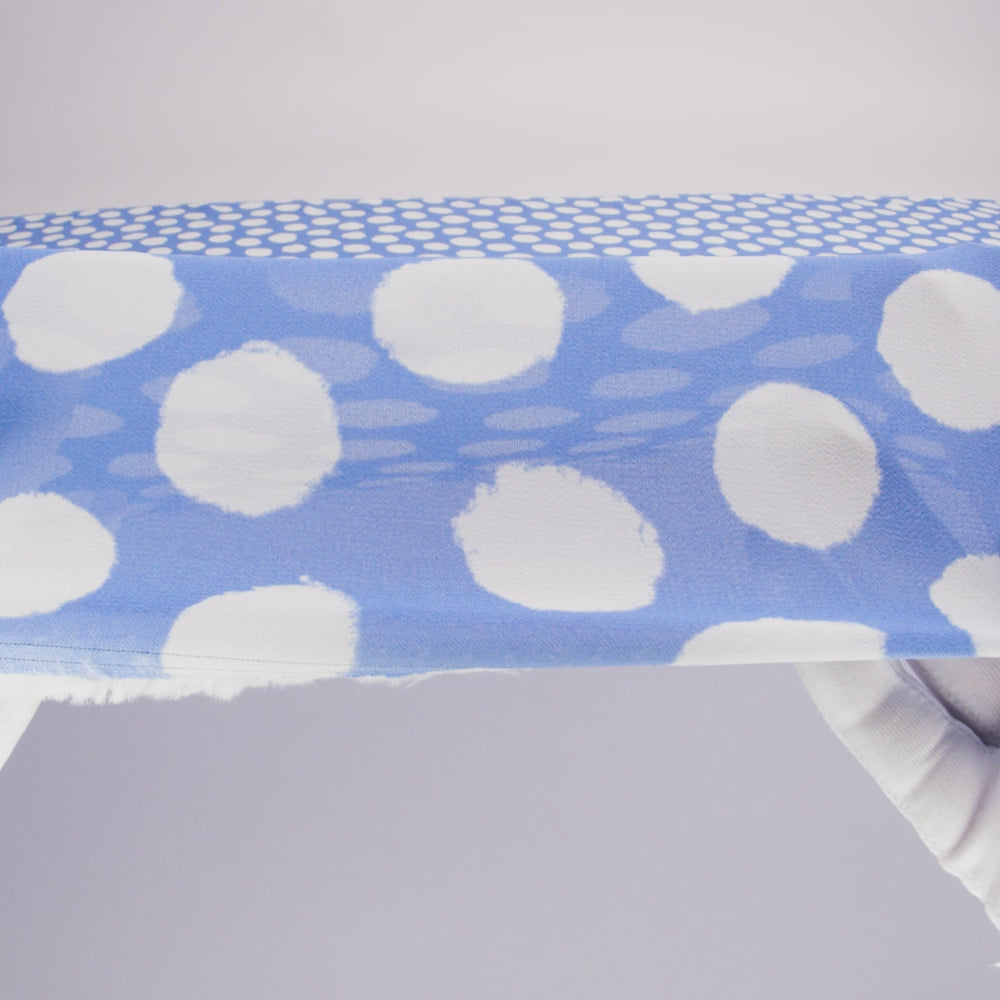 Viscose Georgette Print - Periwinkle Blue and White Uneven Polka Dots - Designer Deadstock - Image 6 of 6