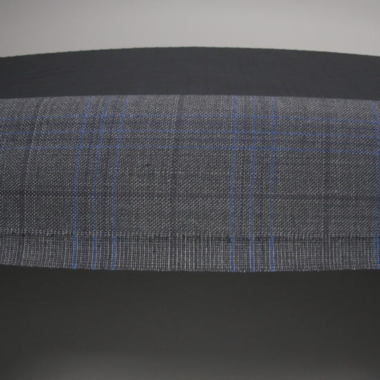 Wool and Silk Suiting - Gray and Blue Plaid - Deadstock