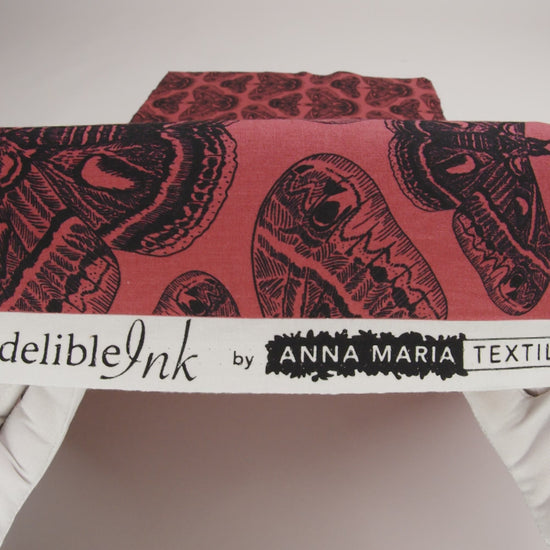 Printed Quilting Cotton by Anna Maria Textiles for Northcott - Guava Cecropia Moths - Indelible Ink Collection