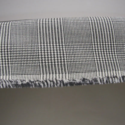 Stretch Wool Twill Suiting Made in Italy - Black and White Glen Plaid