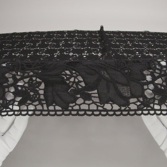 Famous Australian Designer Black Floral Guipure Lace with Scalloped Edges