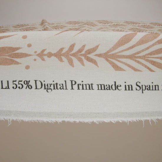 Linen and Rayon Woven - Beige and Cream Palm Leave Lines - Mood Exclusive Palm Parade Print