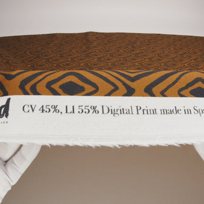 Linen and Rayon Woven - Brown Painted Diamonds - Sahara Summers Print - Mood Exclusive Palm Beach Collection