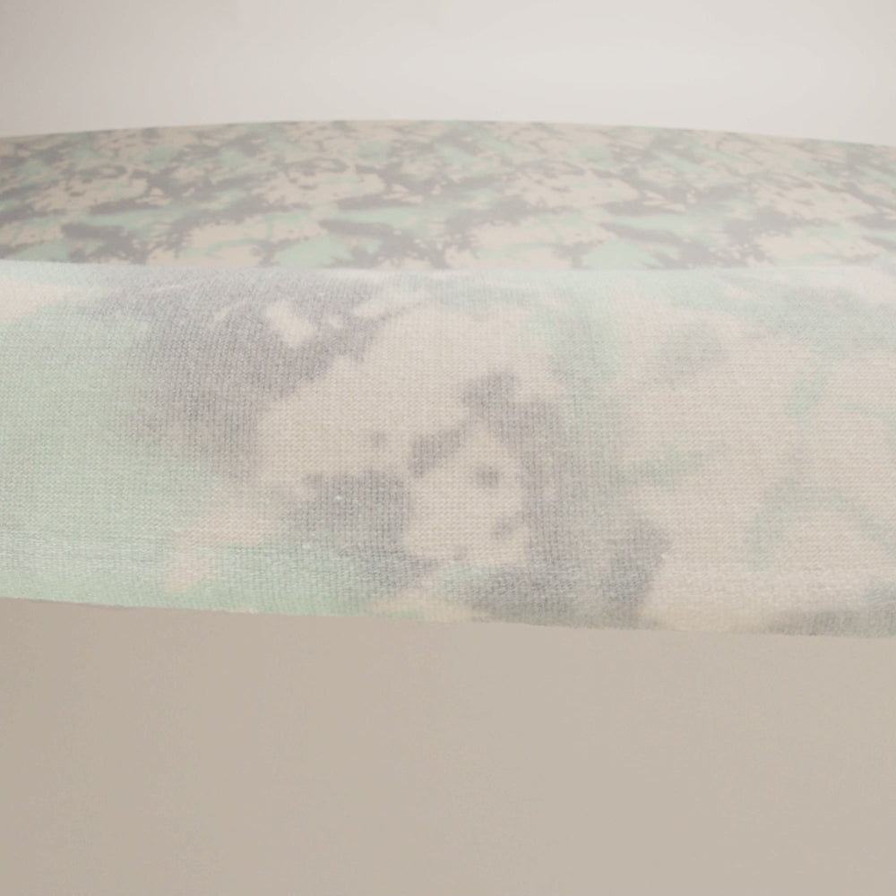 Beige, Gray and Mint Tie Dye Splash Stretch Polyester and Rayon French Terry - Image 6 of 6