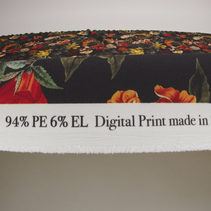 Stretch Polyester Crepe - Black Floral - Garden of Earthly Delights Print - Mood Exclusive Harvest Collection