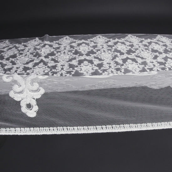 Embroidered Lace Tulle - Bright White Floral Damask