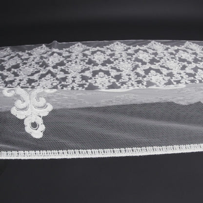Embroidered Lace Tulle - Bright White Floral Damask