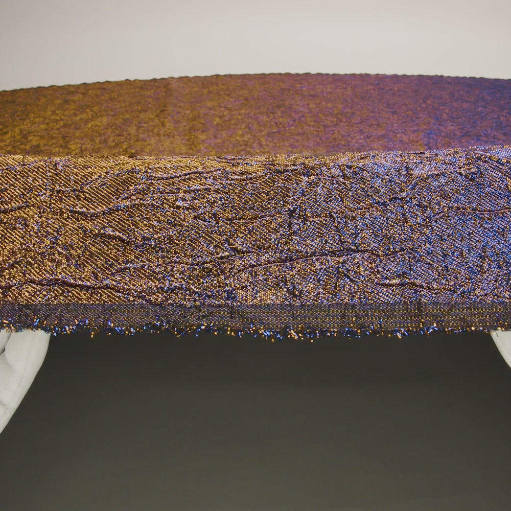 Astrolabe Metallic Copper and Royal Blue Crinkled Luxury Brocade with Black Backing - Image 6 of 7