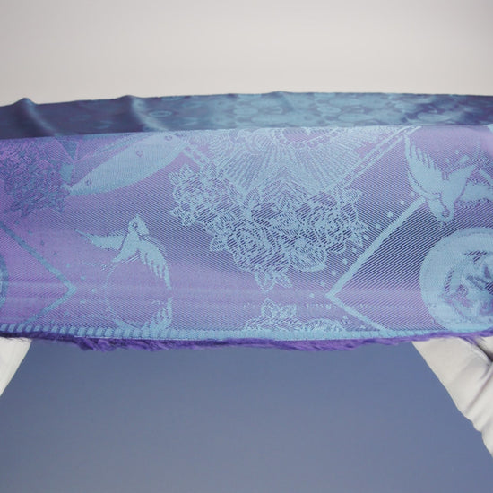 Gems and Doves Jacquard Lining - Aqua and Purple Bi-Color - Image 6 of 7