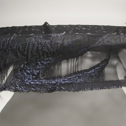 Metallic Navy and Black Abstract Luxury Burnout Brocade