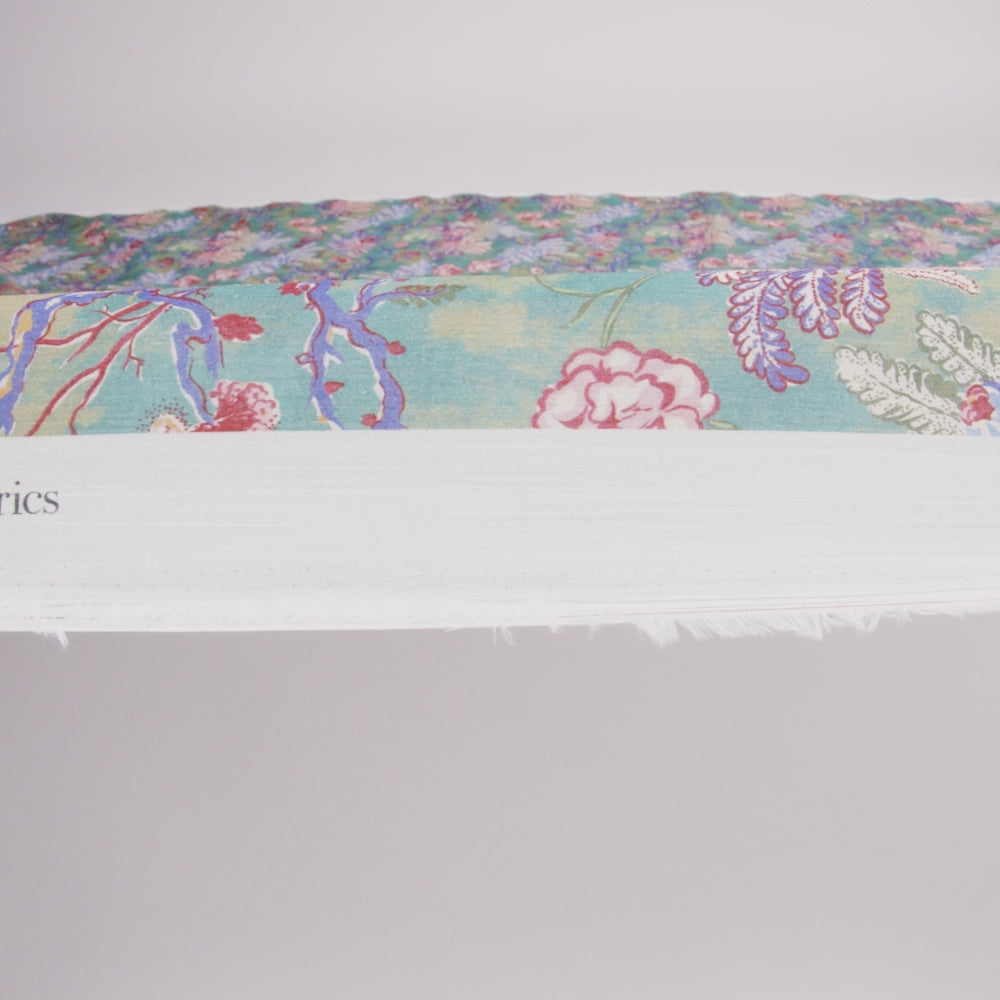 Crinkled Cotton Gauzy Woven Print - Forest Green, Red and Blue Floral - Mood Exclusive Derbyshire Stroll