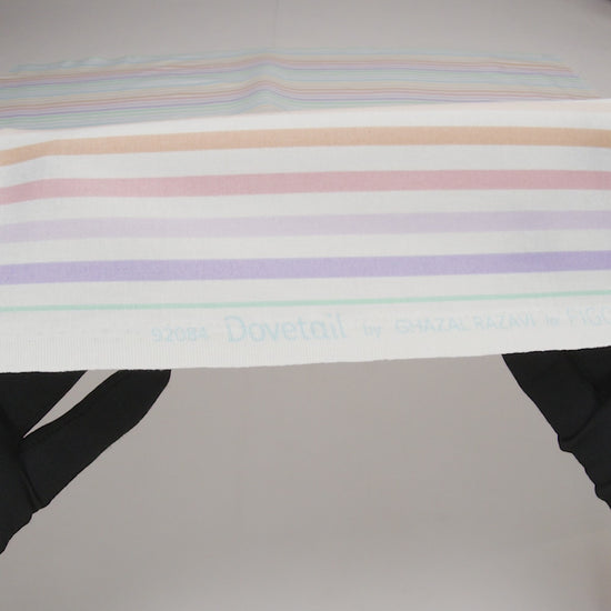 Printed Quilting Cotton by Ghazal Razavi for FIGO Studio - Pastel Rainbow and White Gummy Stripes - Dovetail Collection