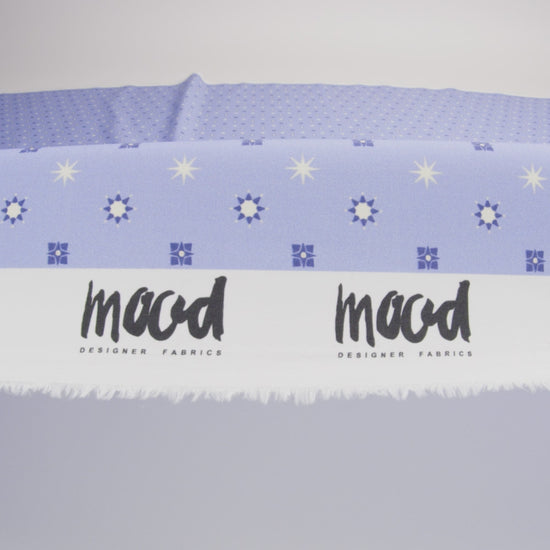 Mood Exclusive Periwinkle Stars n’ Squares Stretch Cotton Poplin