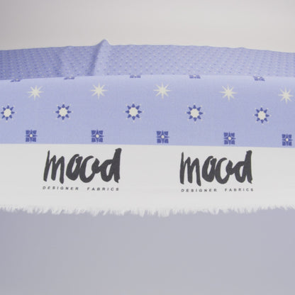 Mood Exclusive Periwinkle Stars n’ Squares Stretch Cotton Poplin