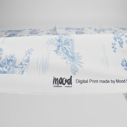 Cotton Voile - Cobalt and White Class Toile de Jouy