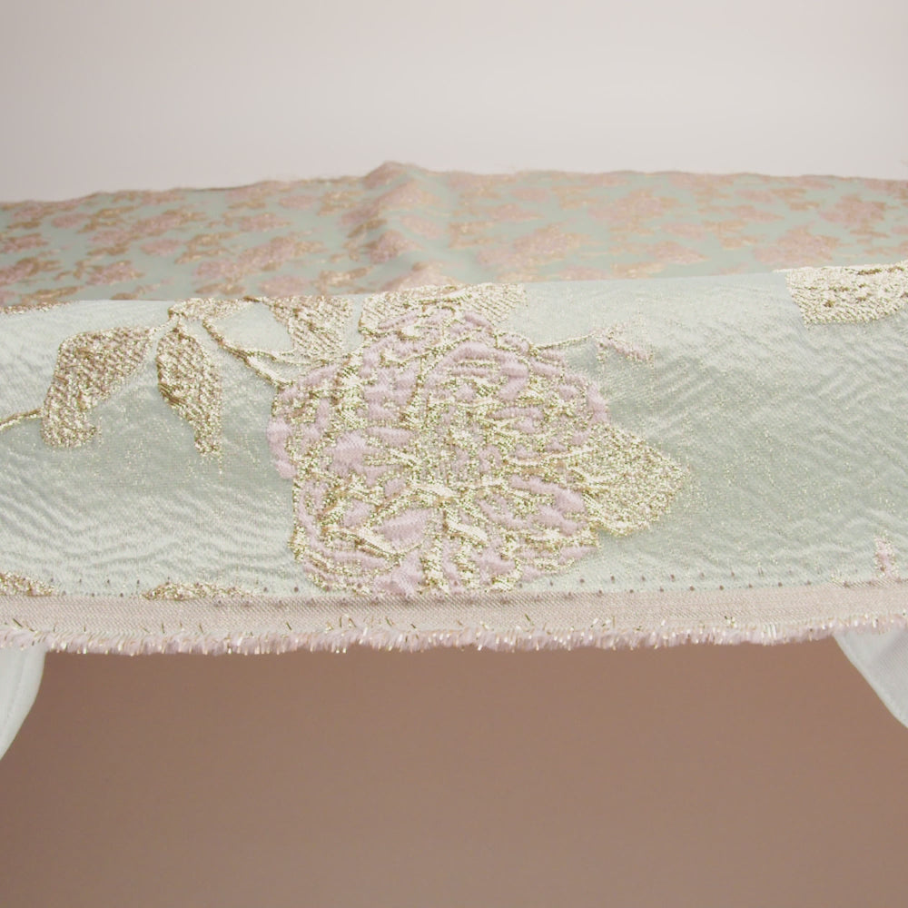 Metallic Gold, Baby Pink and Light Gray Floral Luxury Brocade - Image 6 of 7