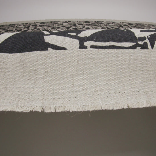 Heavyweight Linen Woven Print - Black and Oatmeal Abstract Blocks and Spots