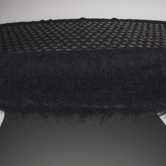 Fuzzy Tweed with Fabric Appliques and Oval Paillette Sequins - Black Vines