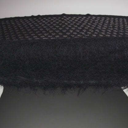 Fuzzy Tweed with Fabric Appliques and Oval Paillette Sequins - Black Vines