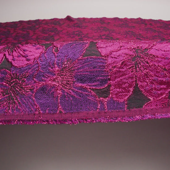 Metallic Hot Pink and Purple Floral Frolic Luxury Brocade - Image 6 of 7