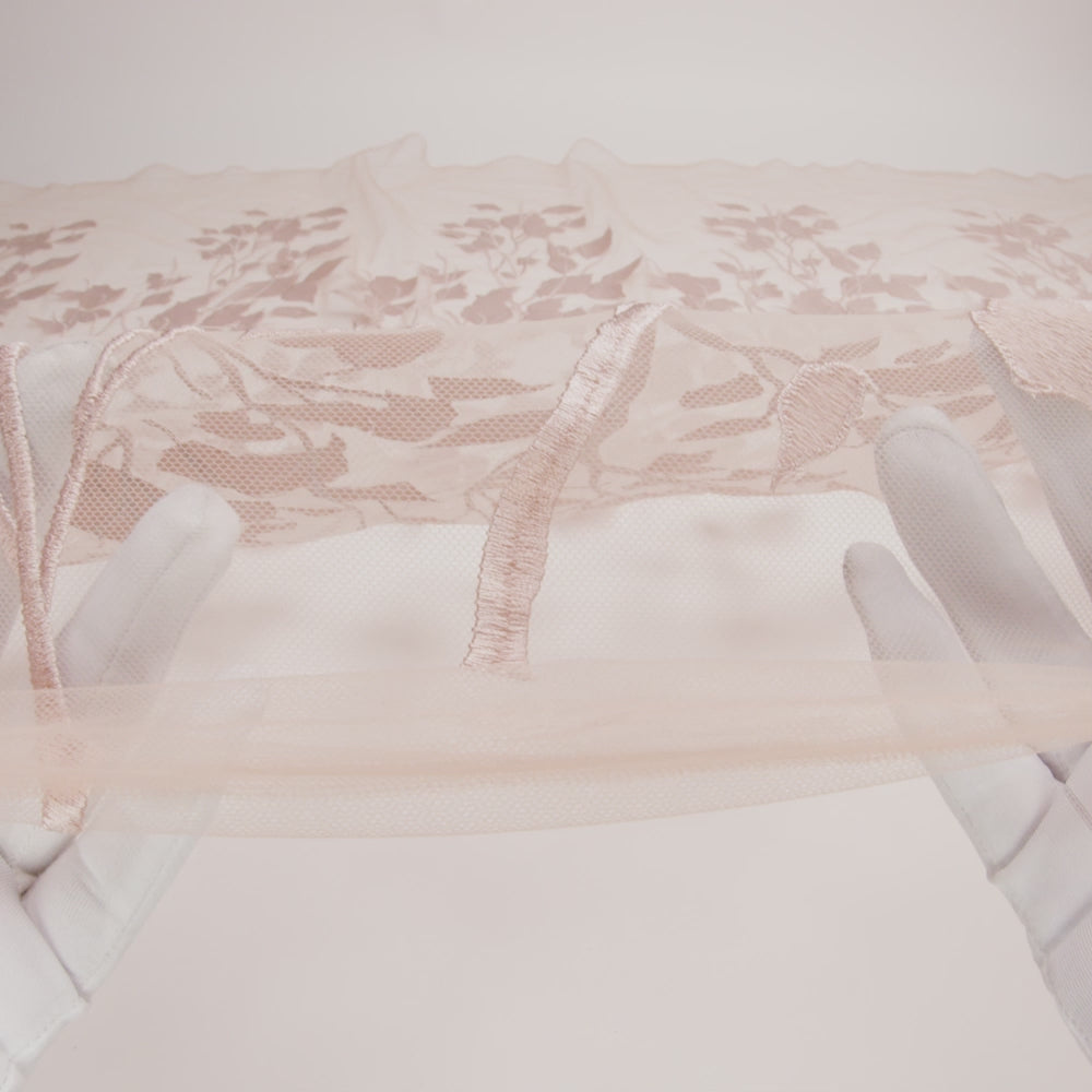 Embroidered Tulle Lace - Nude Leafy Branches - Magnolia Collection - Image 6 of 7