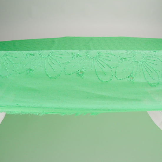 Embroidered Eyelet Cotton Voile - Ming Green All-Over Flowers - Naomi Collection