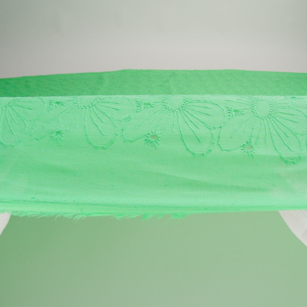 Embroidered Eyelet Cotton Voile - Ming Green All-Over Flowers - Naomi Collection