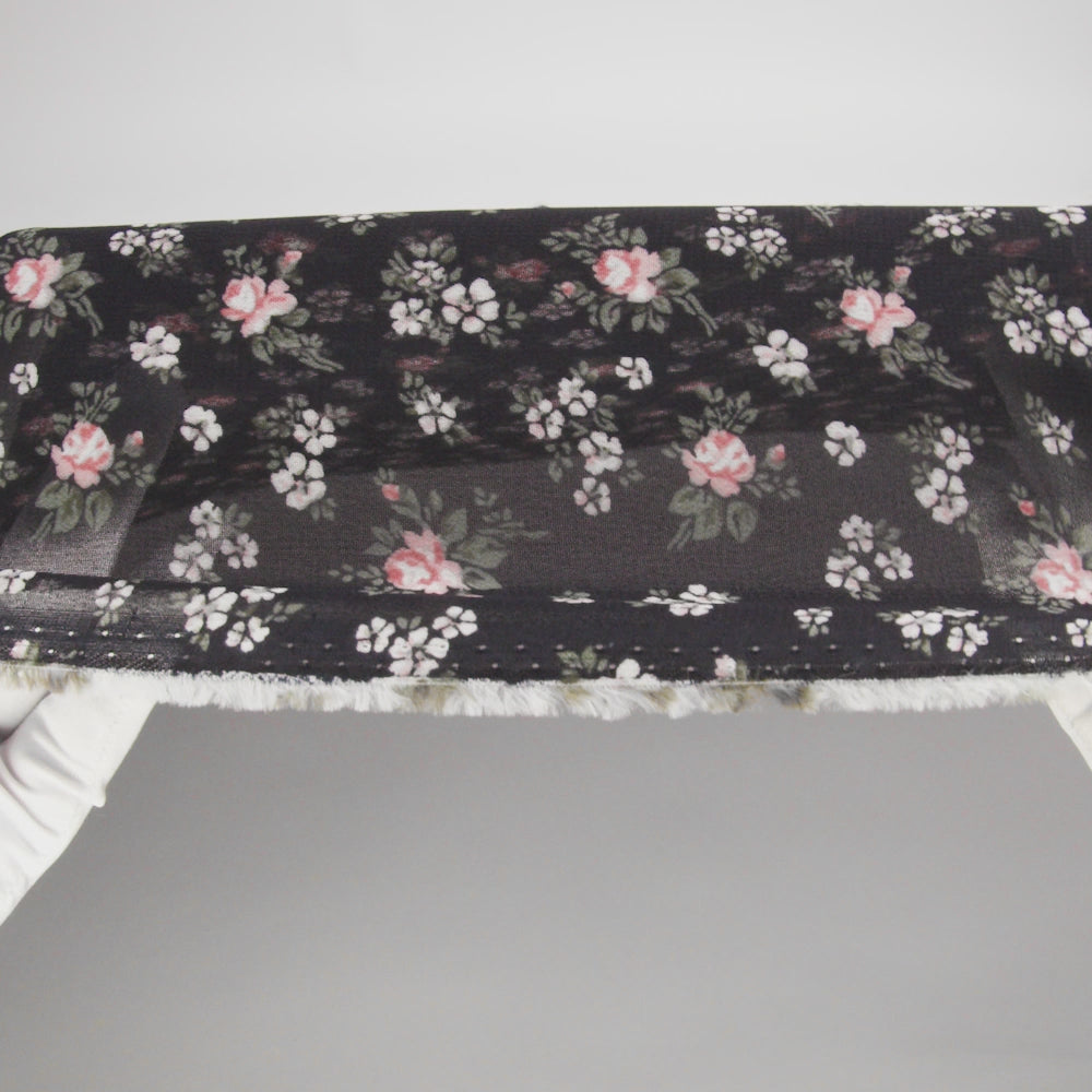 Viscose Georgette Print - Soft Pink, Forest Green and Black Floral - Designer Deadstock - Image 6 of 6