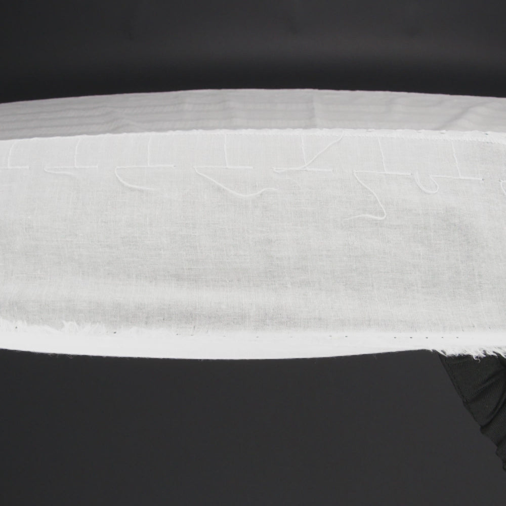 Embroidered Eyelet Cotton Voile - White Lattice and Floral Stripes - Naomi Collection