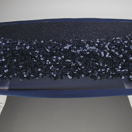 Recycled Polyester All-Over Circular Baby Sequins on Stretch Mesh - Navy - Divine Collection