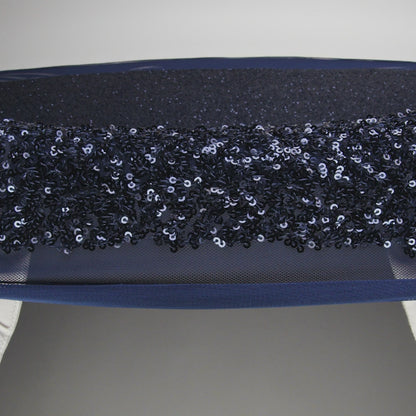 Recycled Polyester All-Over Circular Baby Sequins on Stretch Mesh - Navy - Divine Collection